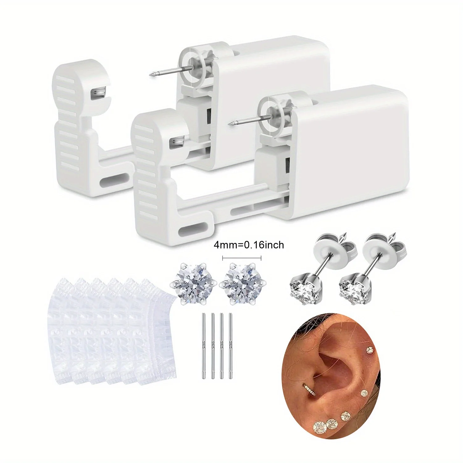 Premium Stainless Steel Ear Piercing Kit with Preloaded Studs and Waterproof Covers
