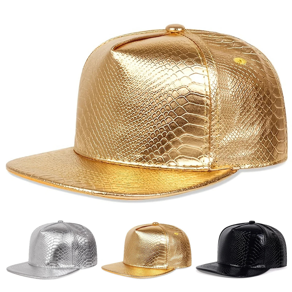 Unisex-Python-Pattern-Leather-Hip-hop-Hats-Spring-Autumn-Outdoor ...
