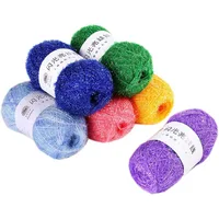 50g Shiny Dishcloths Yarn 100% Polyester Glass Silk Pastel Scrubby Yarn for Crocheting Weaving Handmade Craft 1