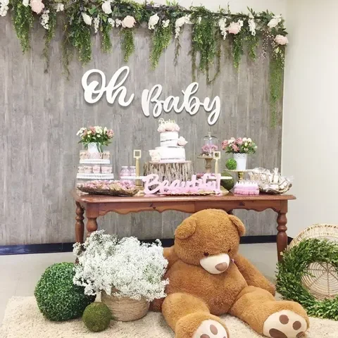 

Oh Baby Wooden Wall Sticker Baby Shower Decorations Boy Girl Babyshower 1st Birthday Party Backdrop Christening Wedding Supplies