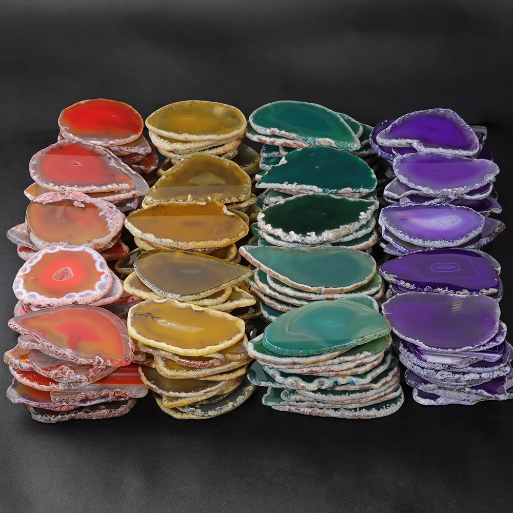 Wholesale 10PCS Agate Slice Colorful Agates Calligraphy Name Cards No Hole Slab Wedding Place DIY Card For Home Decoration Gifts