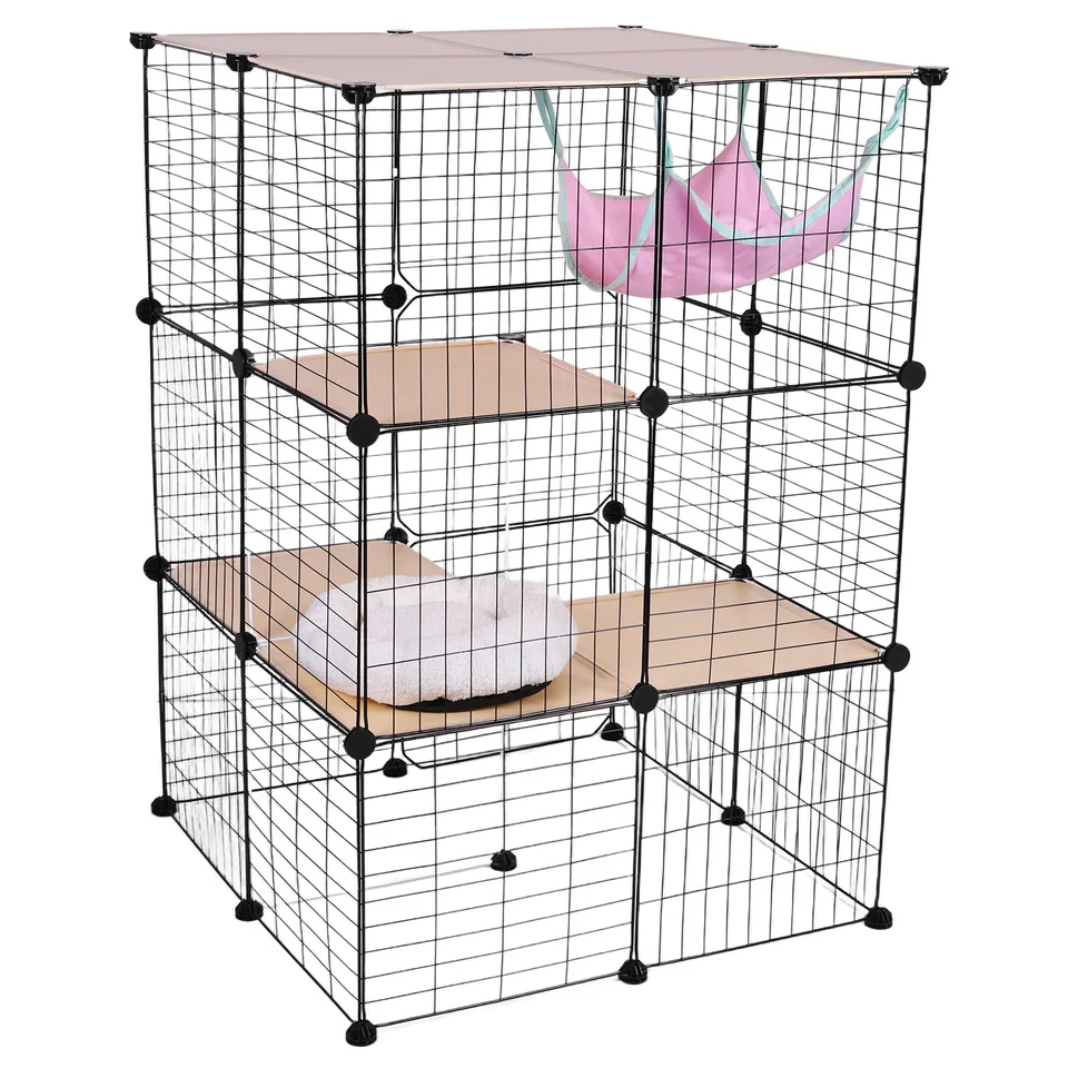 3Tier Detachable Cat Cage with Hammock and Bed