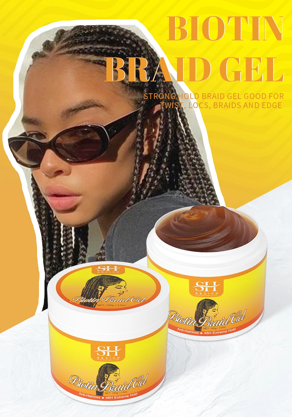 Traction Alopecia Braiding Gel 100g Biotin Cream Edge Control Anti