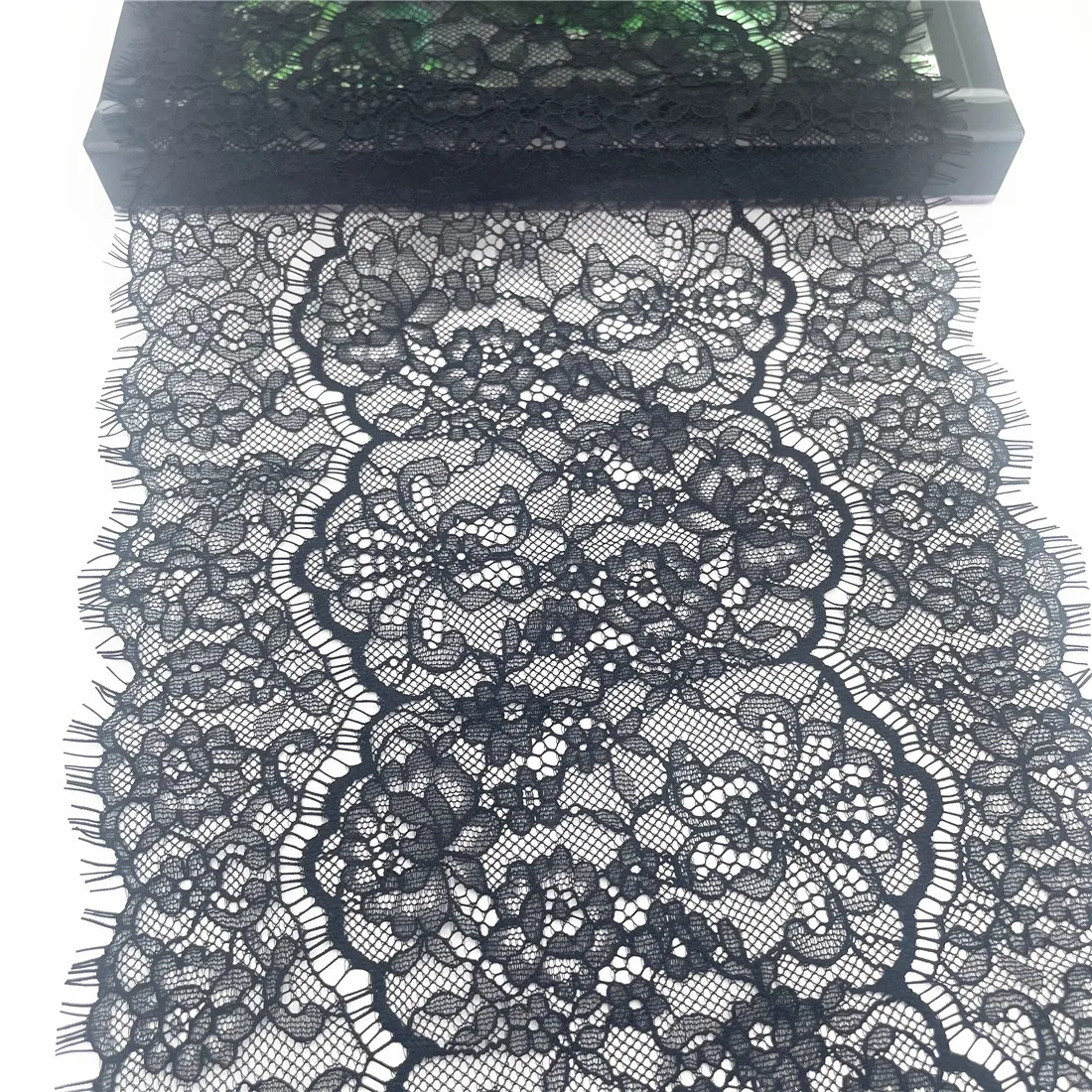 3y/lot Width 9 inch 23cm Black Eyelash Lace Trim Non-Elastic Lingerie Sewing Craft DIY Apparel Fabric Lace Garment Material 3