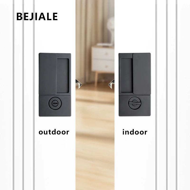 Sliding Door Flat Sliding Door Lock Embedded Pocket Hook Lock Handleless Balcony Folding Modern Silent