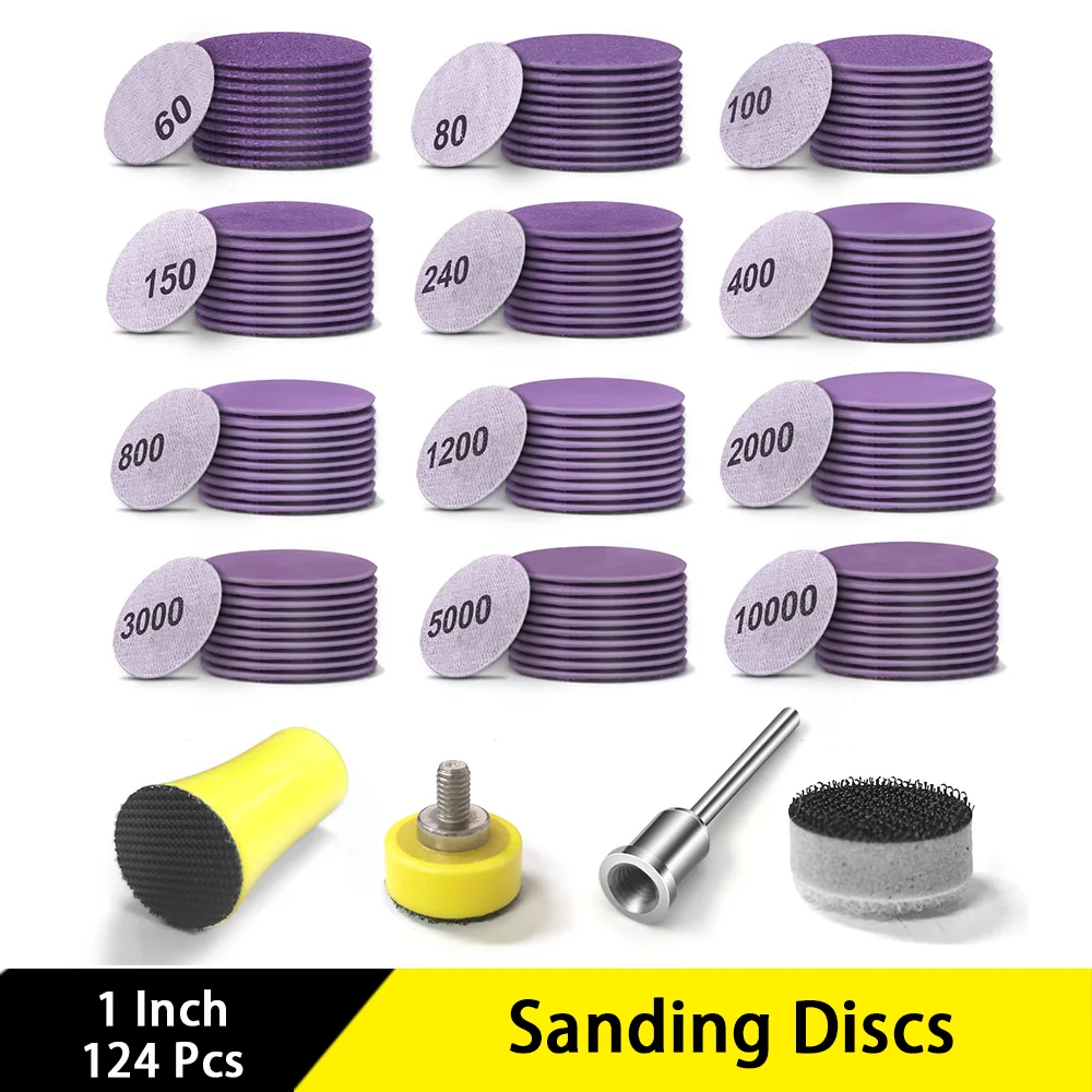 Sanding Discs 1 Inch 124 Pcs Hook And Loop 6010000 Grits For Drill