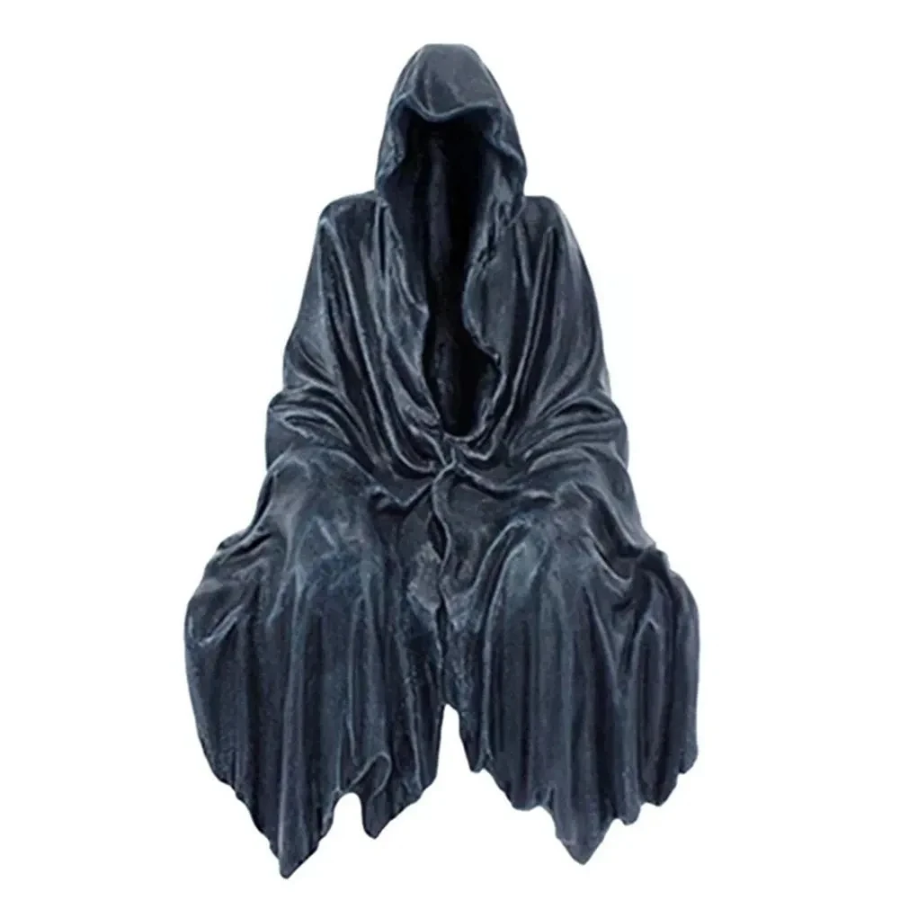 

Black Grim Reaper Statue Thrilling Robe Nightcrawler Resin Desktop Figurine Ornaments Horror Ghost Sculpture Decorations