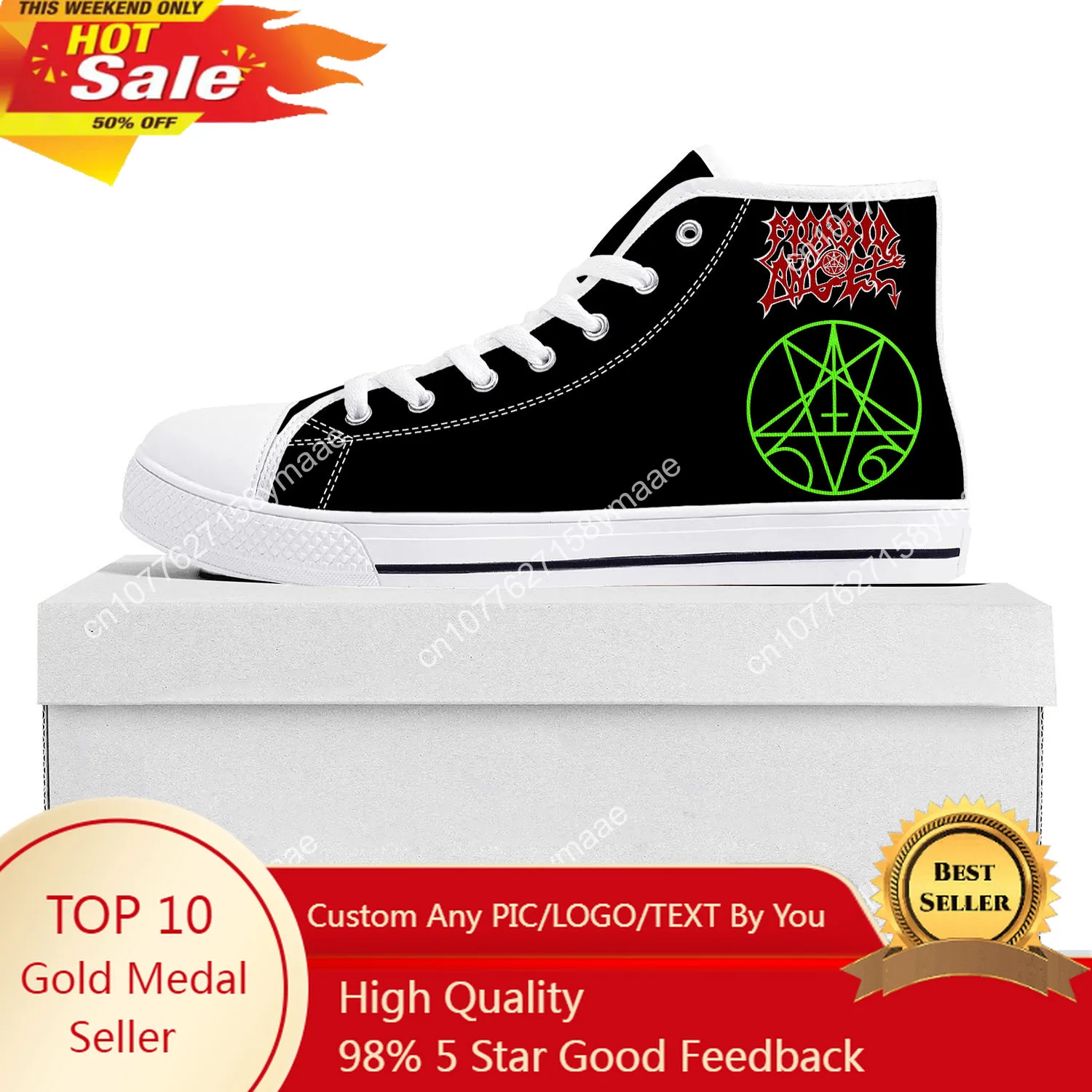 

Morbid Angel High Top Sneakers Mens Womens Teenager Canvas High Quality Sneaker Casual Custom Made Shoes Customize Shoe White