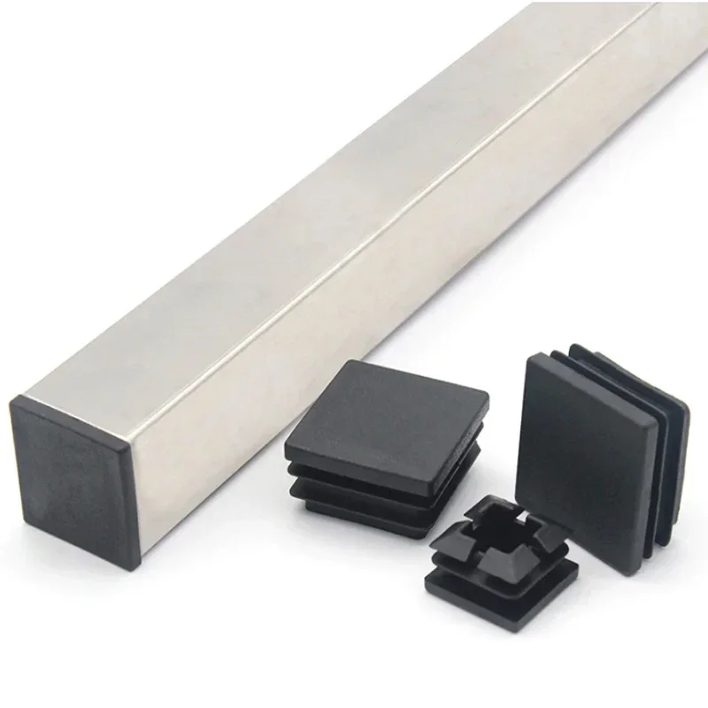 Black Square Plastic End Caps for Table or Chair Feet Protection