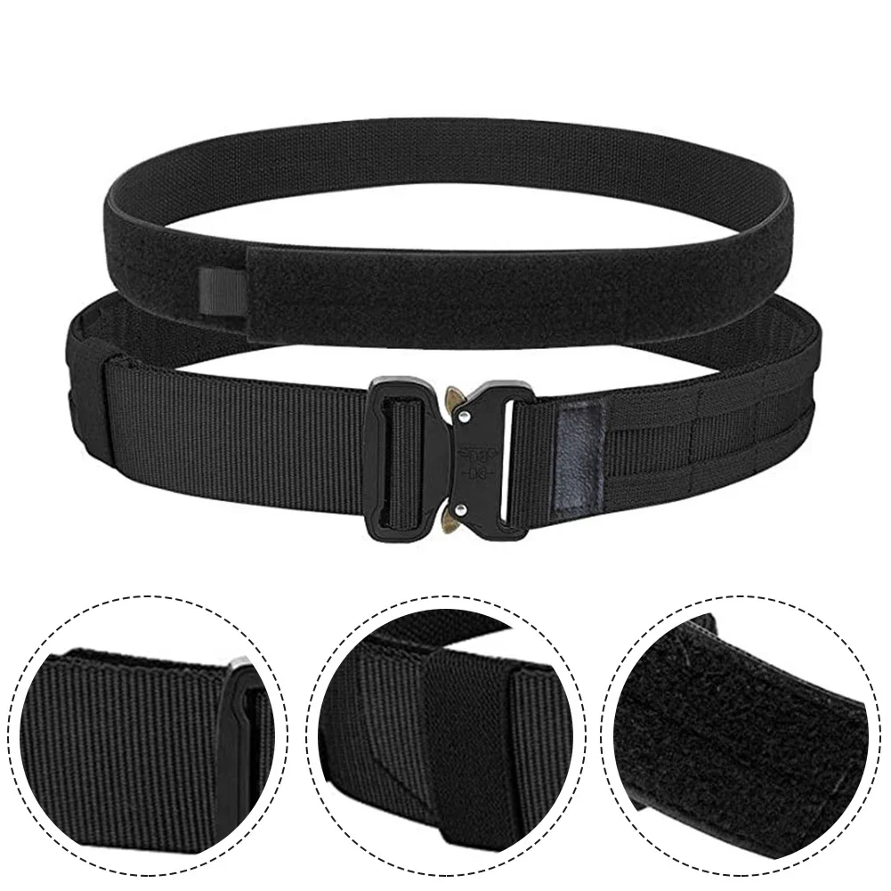 Tactical Double Belt Adjustable For-Velcro Inner And Outer Waist Belts Outdoor Military Hunting Double Layer Training Belt gun accessories belt clips camping equipment