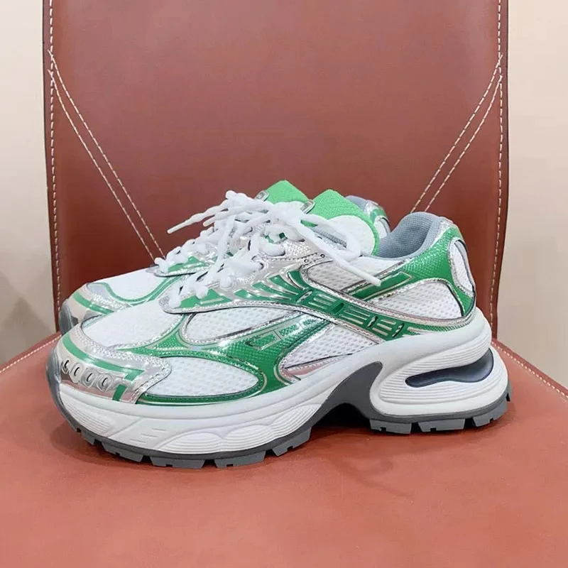 New Casual Sneakers Women Lace-up Round Toe Outdoors Running Shoes Ladies Comfort Patchwork Thick Sole Sports Shoes Woman