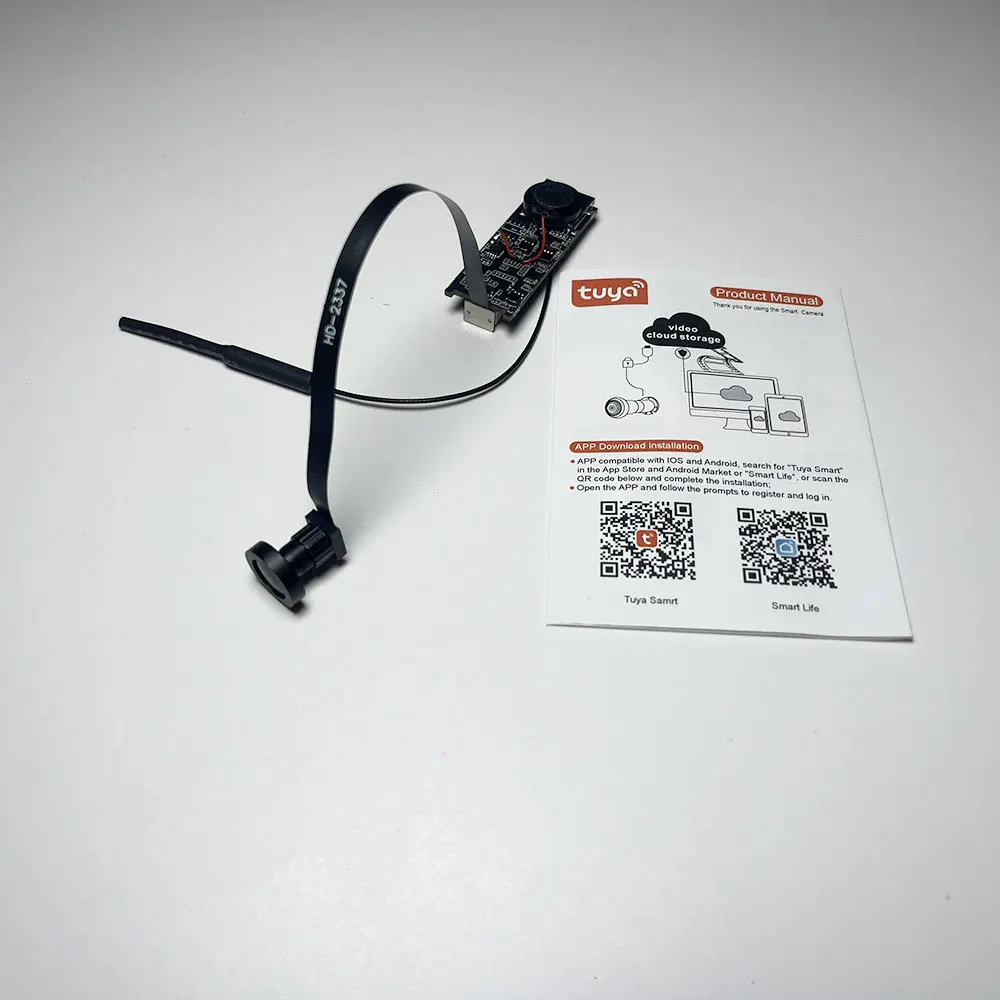 투야 미니 와이파이 PCB 카메라 광각 2.1mm 3MP 실내 온비프 내장 오디오 TF 카드 슬롯 IPC 스마트 보안 투야 앱 카메라