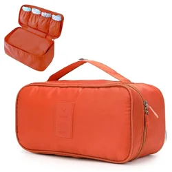 Compact Travel Organizer Bag - Multi - Function Underwear & Toiletry Storage Case (Orange)