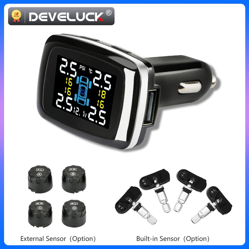 CarTPMSCigarettelighterWirelessUniversalDigitaTPMSUSBTire