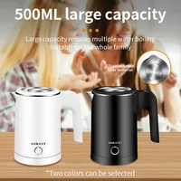 Small Electric Kettles Stainless Steel for Boiling Water, 0.5L Travel Mini Hot Water Boiler Heater, Double Wall Portable Teapot 1