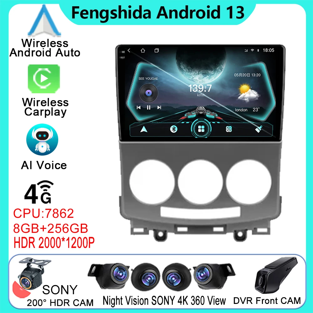 

Android Car For Mazda 5 2 CR 2005 - 2010 GPS Multimedia Radio Player Head Unit BT Carplay Android Auto No 2din DVD WIFI 5G Cam