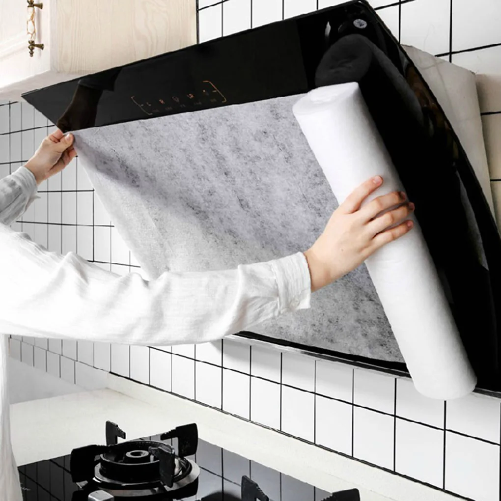 Kitchen Oil Filter Paper 5/10m Household Simple Extractor Fan Cleaning Sheet Grease Non-woven Hood Filters Covering Fitting cooker hood filter