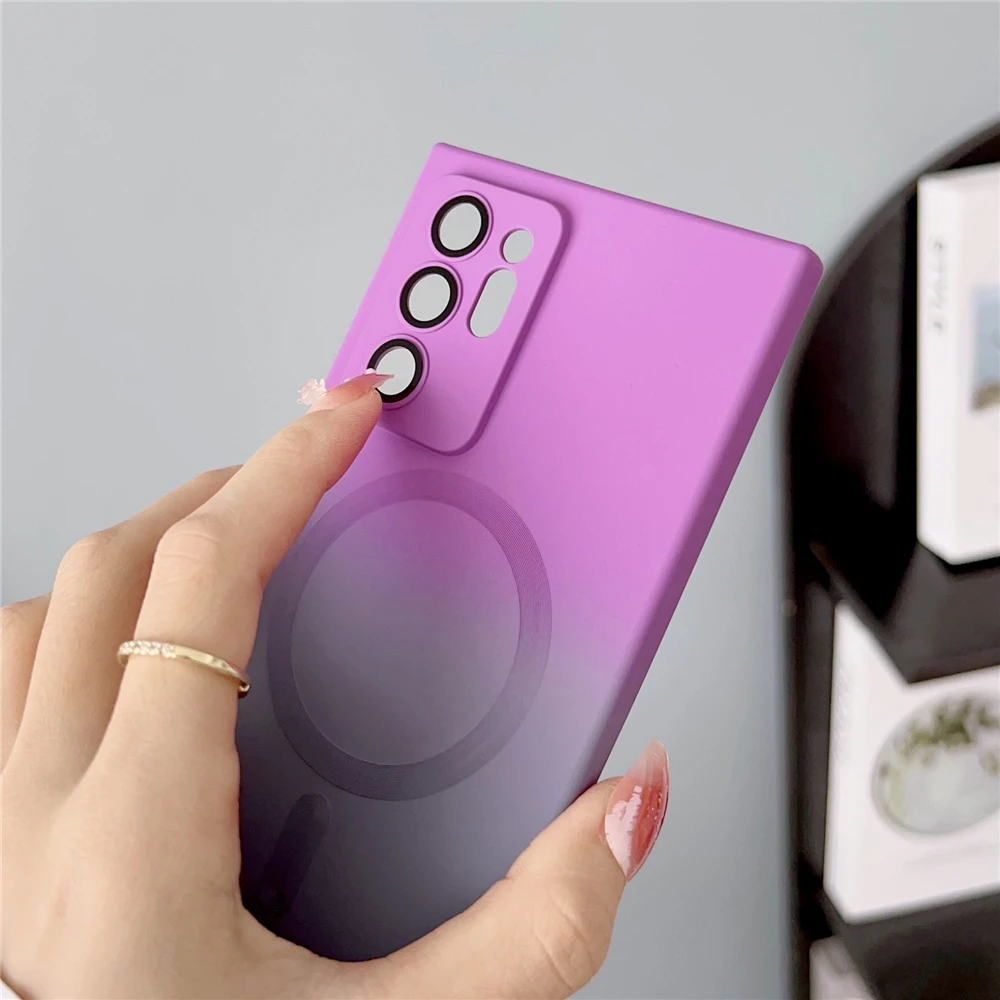 Magnetic Matte Phone Case For Samsung Galaxy S23 S22 S21 Note 20_voghion.com