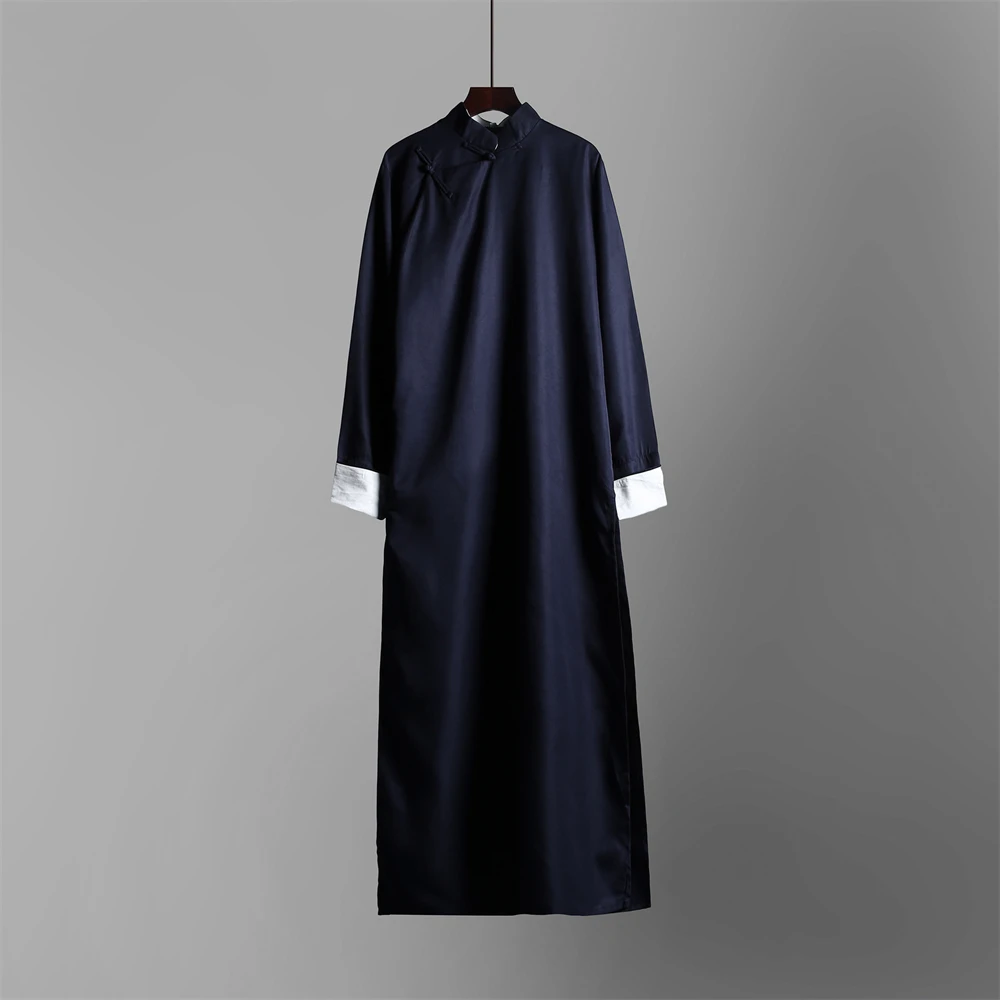 1pcs Men's Chinese Traditional Robe Kung Fu Uniforms Grooms Wedding Clothes Male Stage Crosstalk Performance Costume Coat Gift