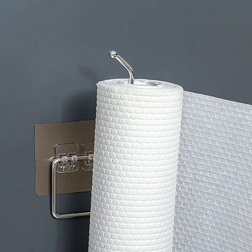 Bathroom Towel Rack Stand Stainless Steel Home Storage Rack No Drilling Kitchen Paper Holder Self-Adhesive Roll Holder paper towel holder towel rack toilet paper holder toilet roll holder