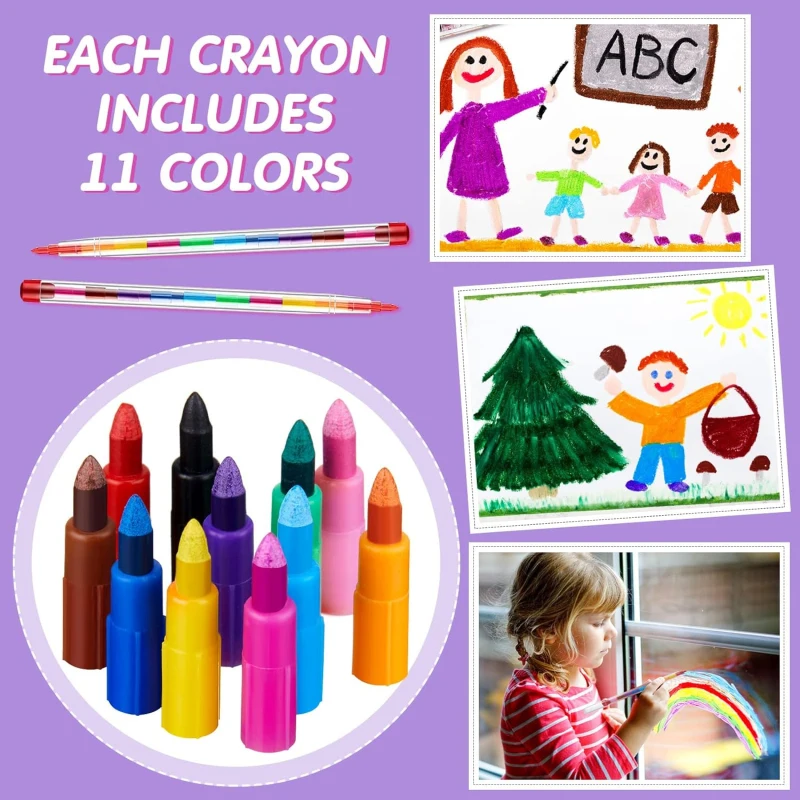 Stackable Colored Pencils 1 Pcs 11 Interchangeable Colors for Painting