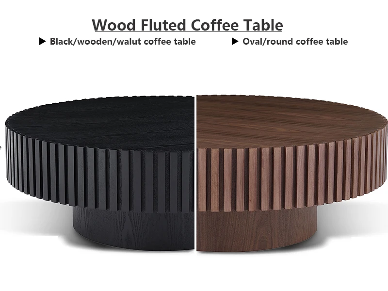 wood round coffee table 