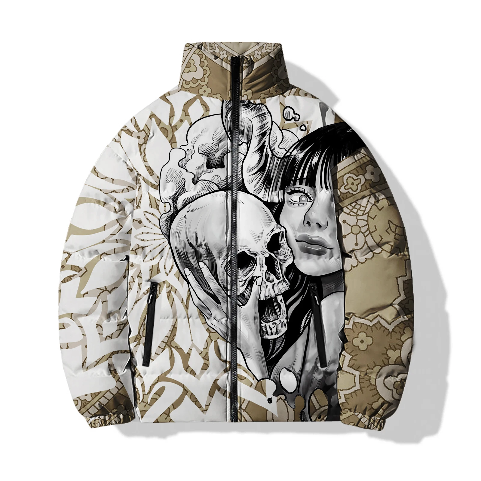 thumbnail image 1 of Chaquetas de hombre de diosa, parkas de estilo japonés, abrigos de plumas de bruja, abrigos cálidos para hombre, abrigo acolchado de alta calidad con estampado digital 3D, 1 of 5