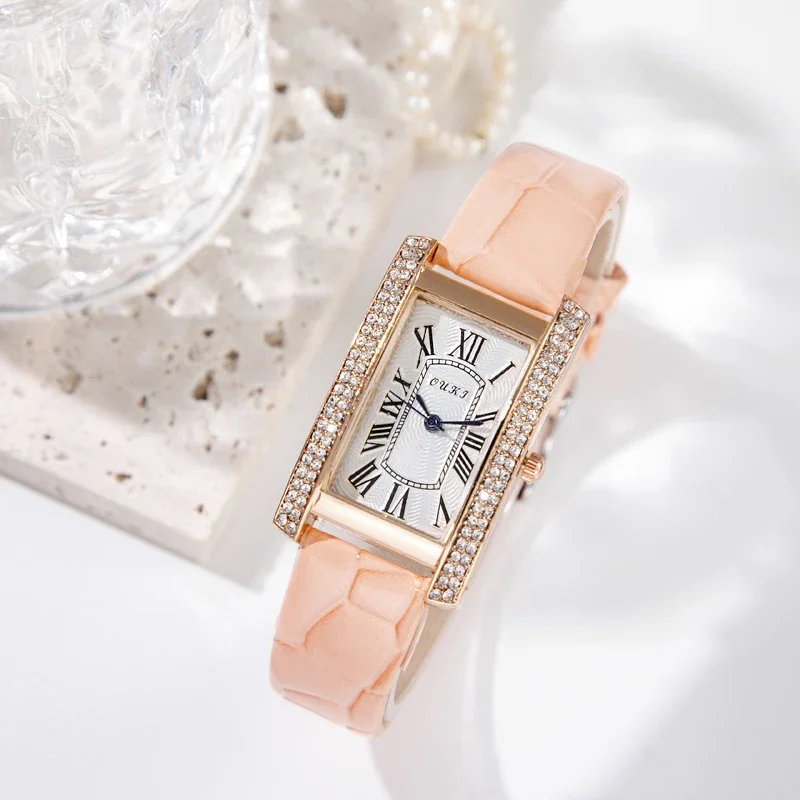 2025 Luxury Design Vintage Classic Diamond Women Watch Starry Square Simple and Stylish Roman Numeral Casual Quartz Wristwatch 4