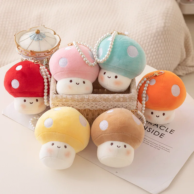 

10cm/3.9in Mini Mushroom Plush Toy Backpack Purse Keychain Pendant Christmas Gift And Decoration Stuffed Doll Gift For Kids