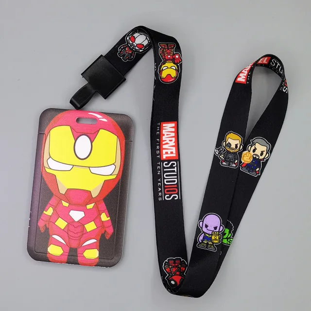 Marvel Movie Characters Card Cover Captain America Spiderman Super Heroes ABS Card Holder Student Campus Card Hanging Lanyard ID Xhmw17