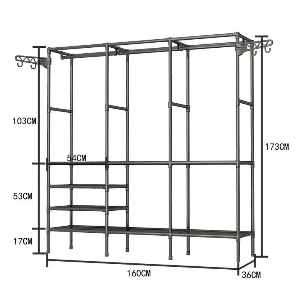 Multi Story Clothing Racks Freestanding Closet Wardrobe For Hanging Clothes Floor To Ceiling Portable Wardrobe Closet Shelves
