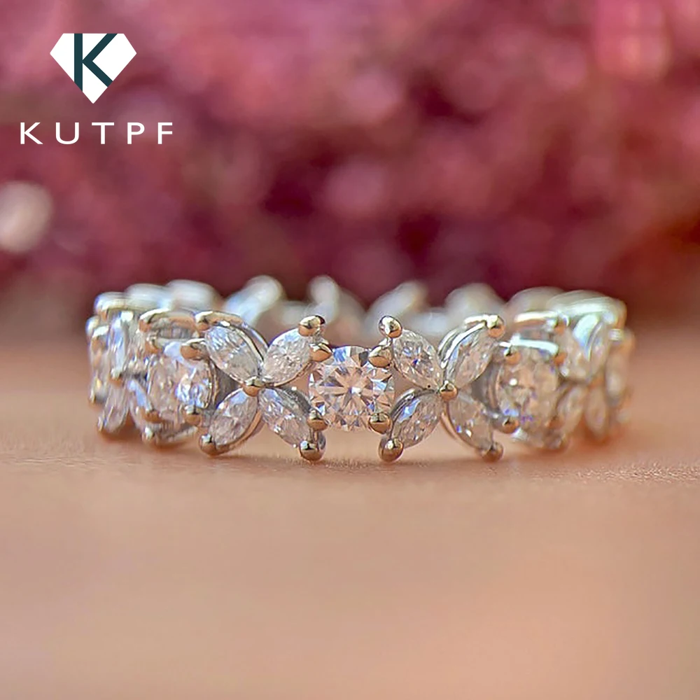 KUTPF Stackable Full Moissanite Eternity Band Ring S925 Silver 4