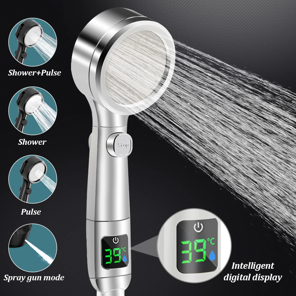 Shower head intelligent temperature with led showers head display 4