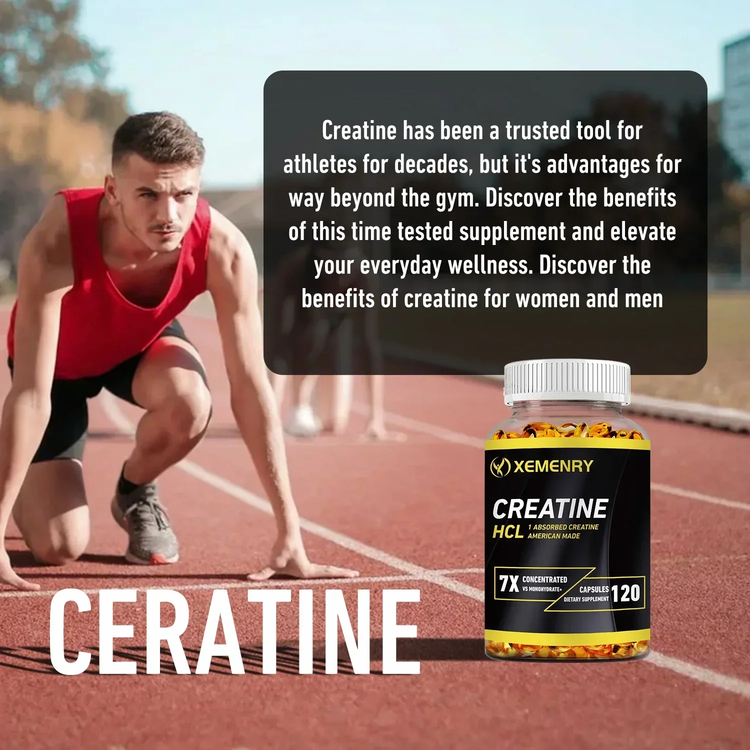 Creatine HCl-Boost Muscle Strength and Energy Support Muscle Growth, Endurance, Enhances Immunity
