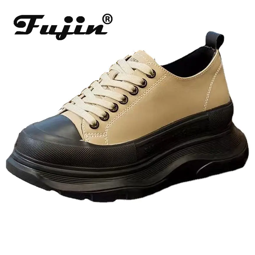 

Fujin 5cm Genuine Leather Spring Sneakers Mixed Color High Brand Females Casual Ladies Vulcanize Women Platform Autumn Designer