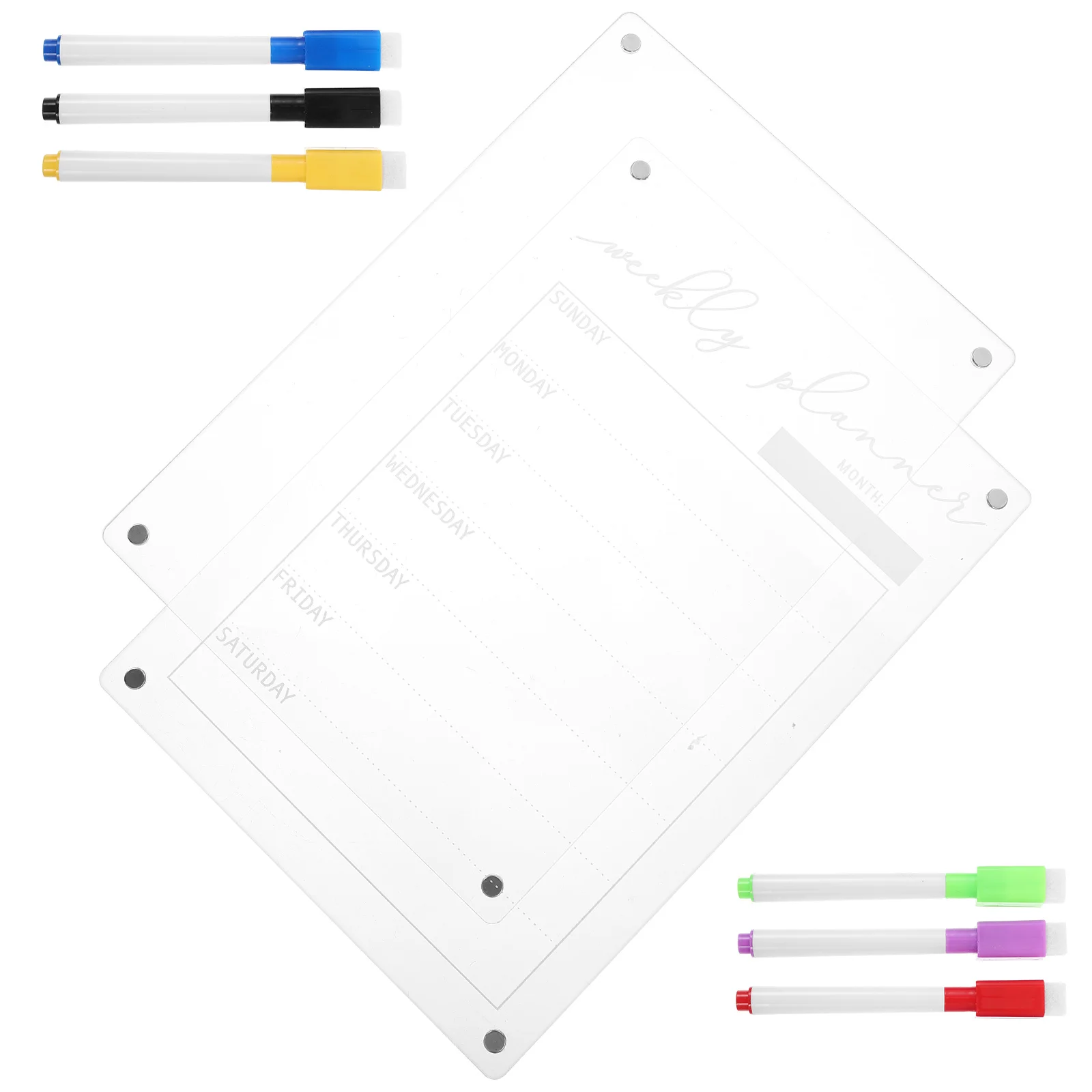 

Магнитная доска для заметок с еженедельным планированием, сухие стираемые календари, комбинированные прозрачные для холодильника из акрила