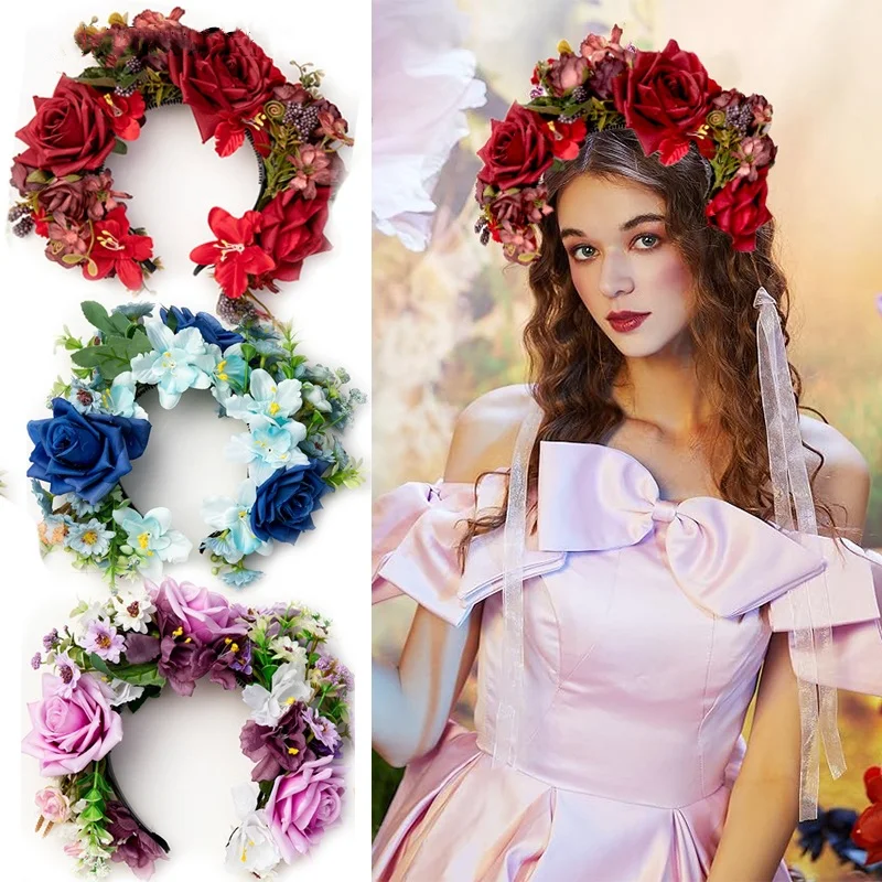 Zan Flower Handmade Garland Ornament High Appearance Artificial Flower Headwear Ideal Photography Accessory For Women's Travel