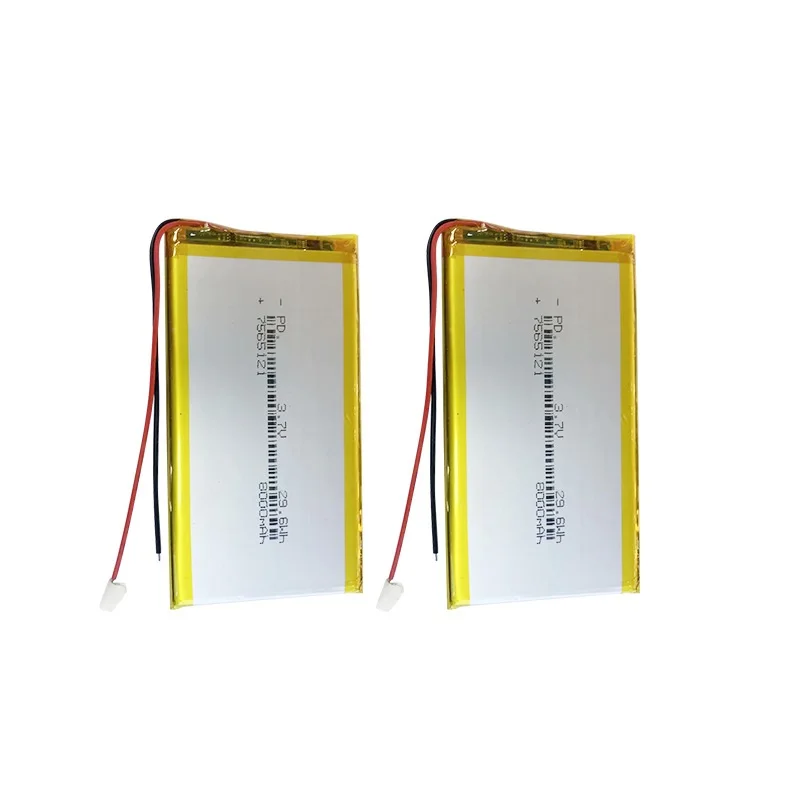 3,7 V, 8000 mAh, 7565121 Batteria ai polimeri di ioni di litio/Li-ion per GIOCATTOLI, POWER BANK, GPS, mp3, accessori mp4 - immagine 3