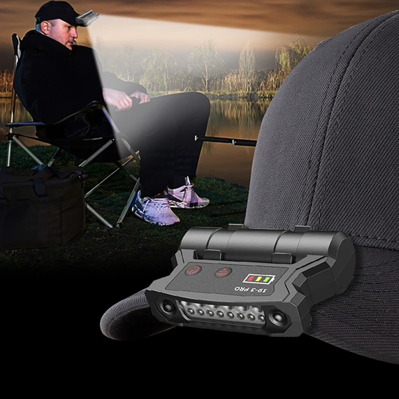 

Sensor Hat LED Headlamp Cap Clip Light USB Rechargeable Headlight Built-in Battery Waterproof Riding Fishing Hunting Repair Lamp