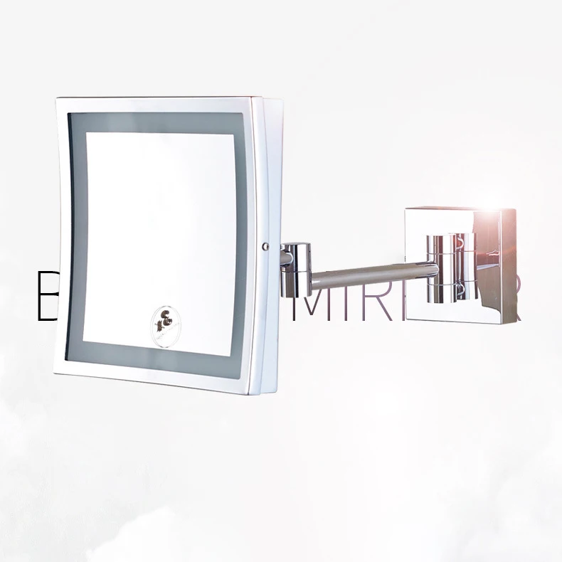 Modern Black Bathroom Mirrors Quality Brass Dual Arm Extend Folding Bathroom Makeup Mirror Magnifying LED Light Bathroom Mirrors 2