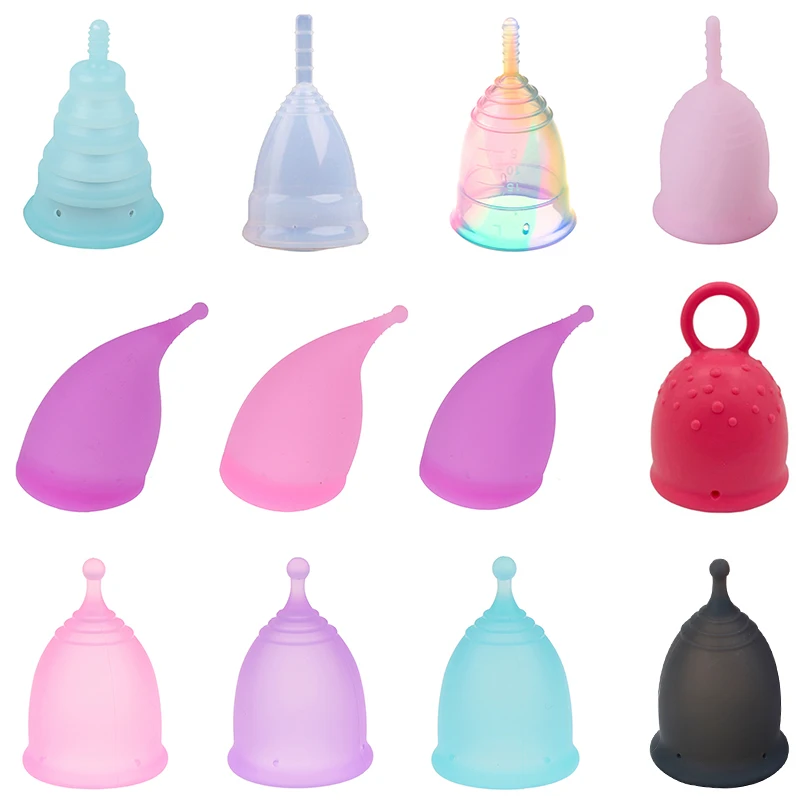 

1pc Medical Grade Menstrual Collector Lady Menstrual Cup Silicone Feminine Hygiene Period Cup Reusable Folding Menstrual Cup