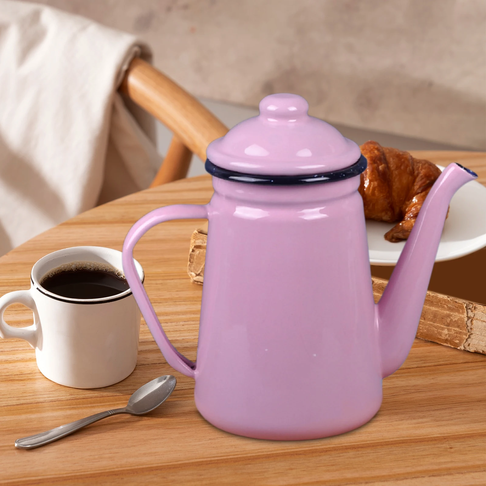 ハンドル付きヴィンテージエナメルコーヒーポット,1.1l,キッチン