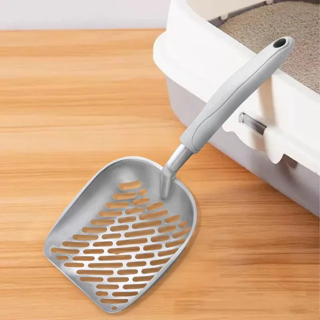 Pet Cat Waste Shovel Long Handle Stainless Steel Metal Shovel Litter Filter Garbage Sand Scoop Pet Cleaning Tool Cat Supplies