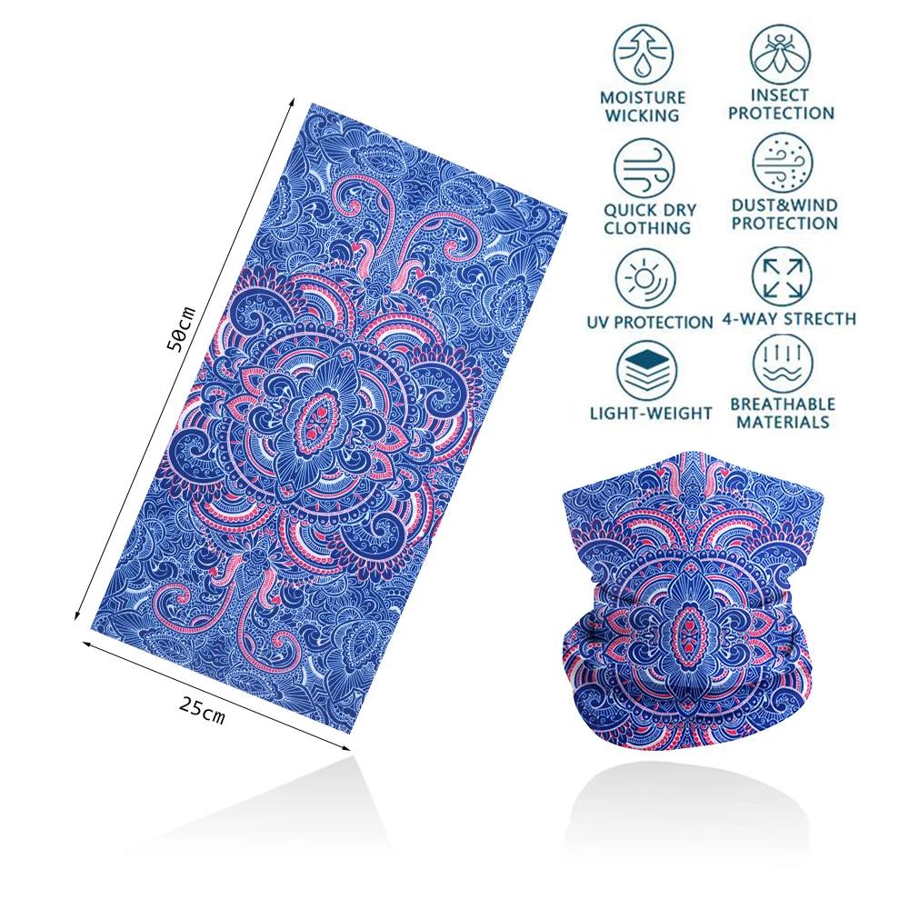 

Paisley Face Gaiter Women Windproof Seamless Blue Neck Bandana Headband Hairband Cycling Hiking Balaclava Men Undercap Headscarf