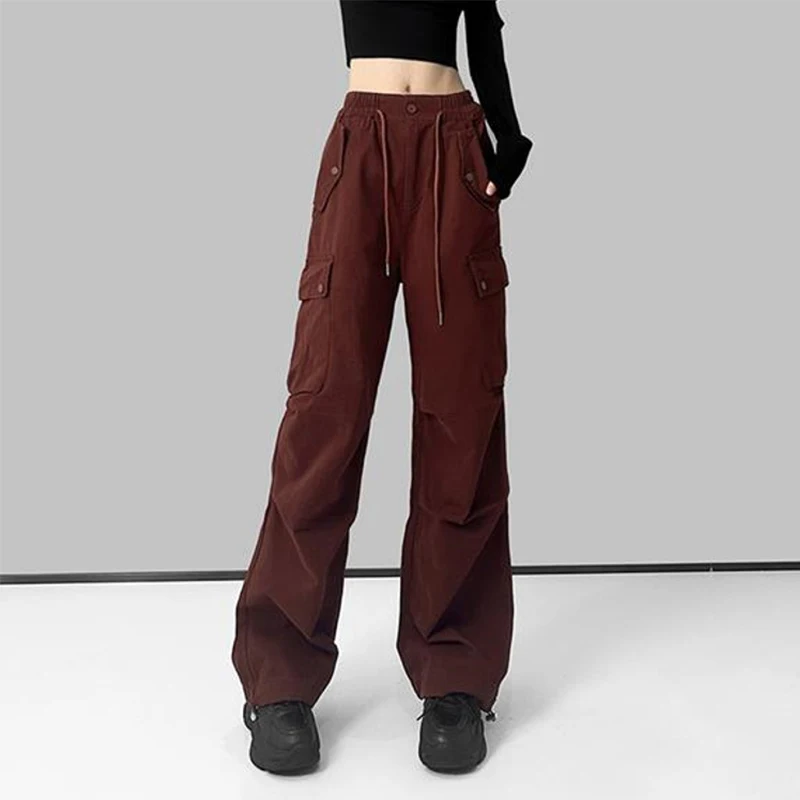 

2024 New Cargo Pants Women's High Waist Loose Large Pocket Slimming Parachute Mountaineering Pants Casual Workwear Pants