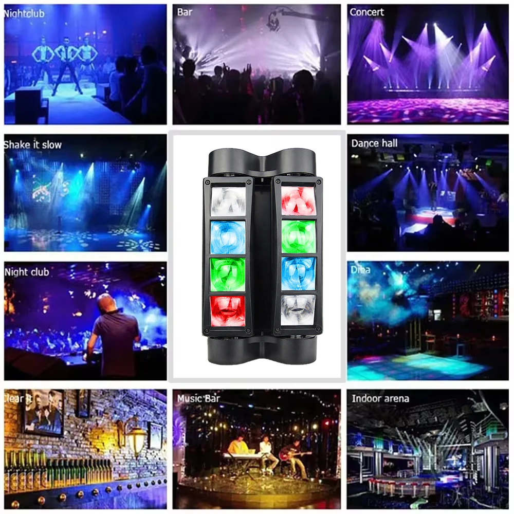 New Mini Moving Head LED Lights 8*3W RGBW Spider Light Stage