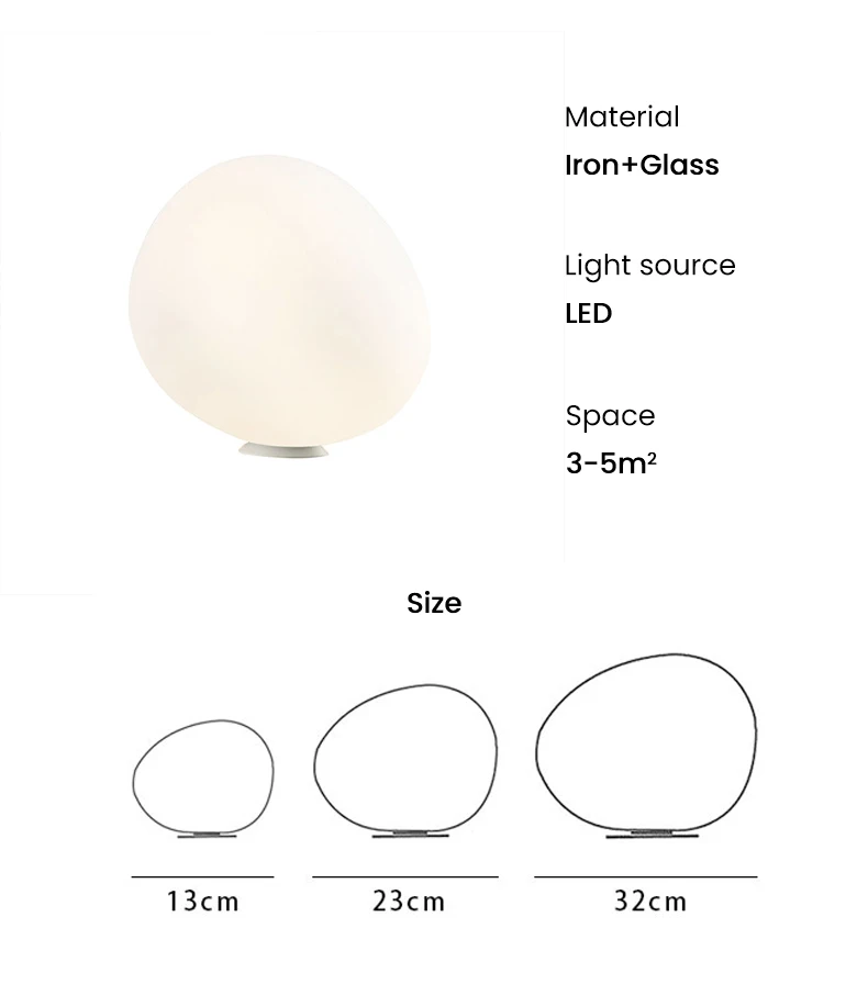 Description Picture 3 of itemNordic Designer Simple Study Pebble Egg Shaped Bedroom Bedside  Portable Lamp Creative Gift Decorative Table Lamp desk light