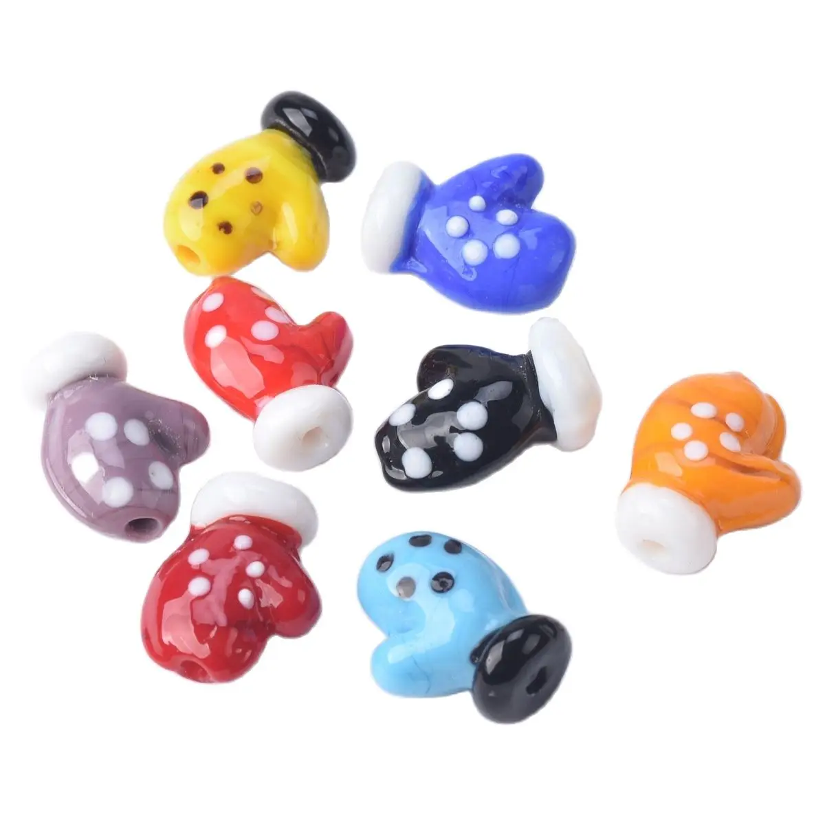 5pcs 18x14mm Glove Shape Handmade Lampwork Glass Loose Beads for Jewelry Making DIY Crafts Findings