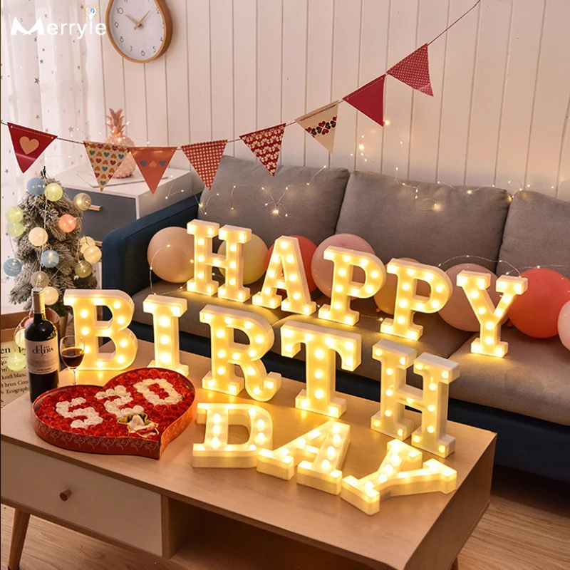 Creative Diy Luminous Led Letter Lights 26 English Alphabet Light For Holiday  Home Wedding Birthday Christmas Party Decorations - Decorative Letters   Numbers - AliExpress