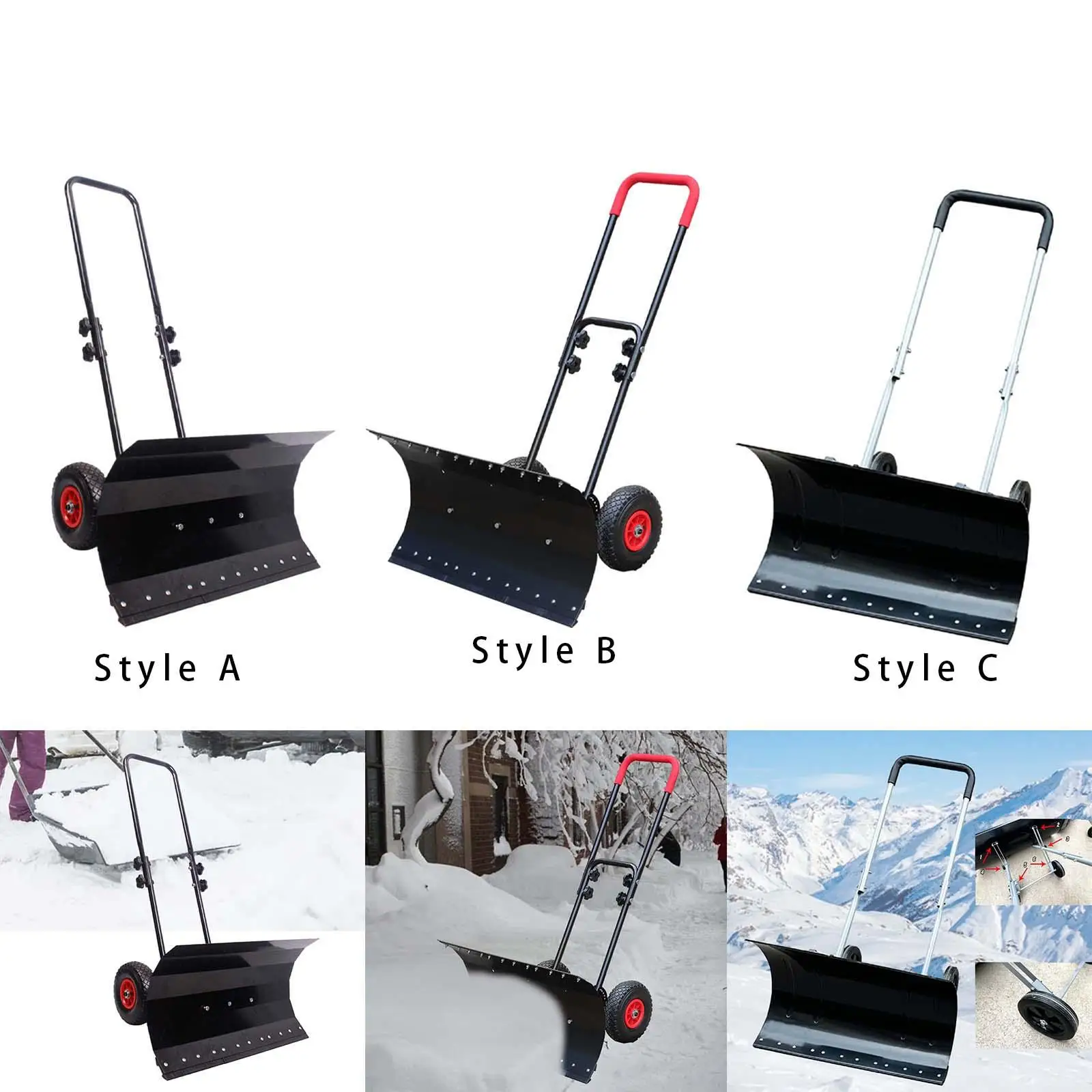 

Snow Shovel Multifunctional Wheeled Snow Plow for Winter Sidewalk Outdoor